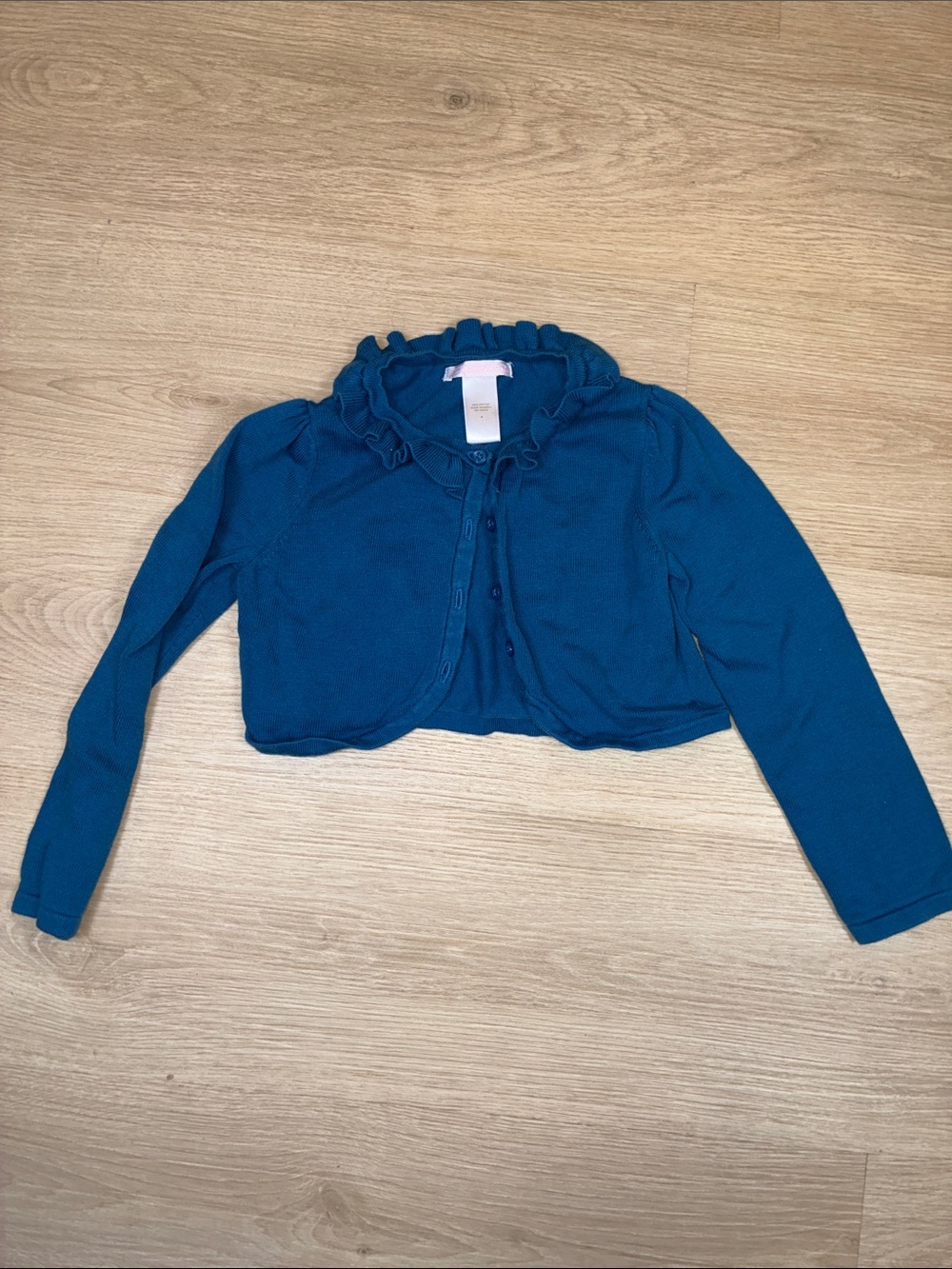 Janie and Jack Girls Teal Blue Ruffle Collar Cardigan